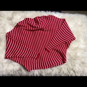 Scrunched Sleeve Stripped Sweater